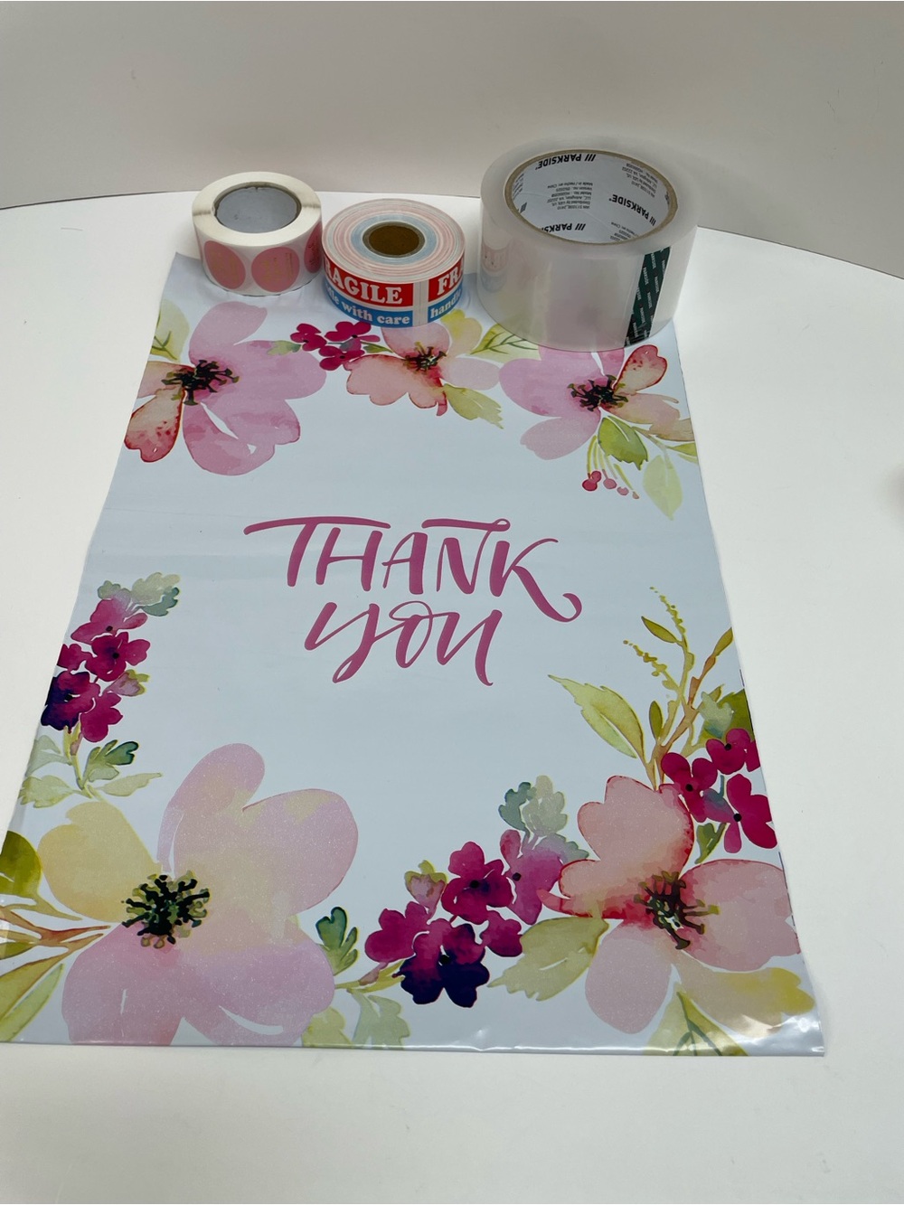 PolyMailer Bundle 15 Poly Mailers Tape Fragile Stickers Thank you Stickers